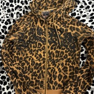 L.A.M.B. Leopard Print Hoodie with Black Accents